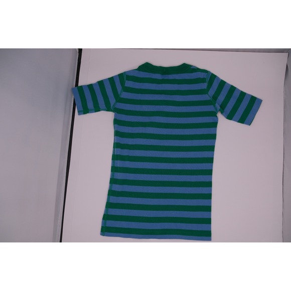 Hanna Andersson Striped T Shirt Green Blue Kids Size 8 130cm Cotton - Picture 3 of 3